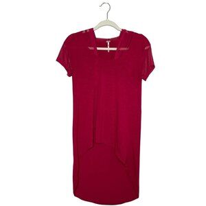 Poof! Red Mesh Hooded Tunic Top Size Small